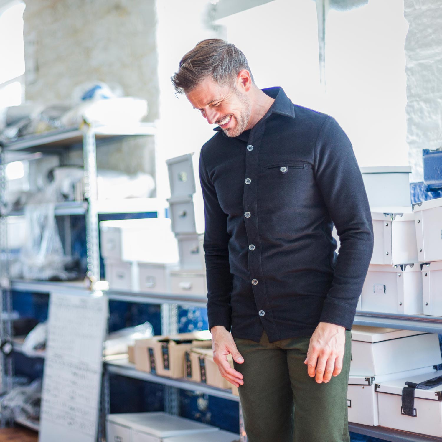 MnNair men's moleskin Beck shirt in Midnight blue