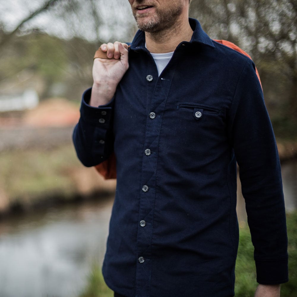 McNair Men's PlasmaDry Moleskin shirt in deep navy
