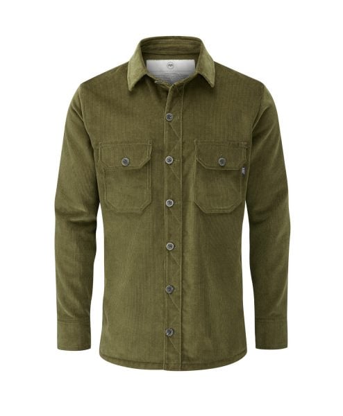 McNair Men's PlasmaDry corduroy Work Shirt in moss green