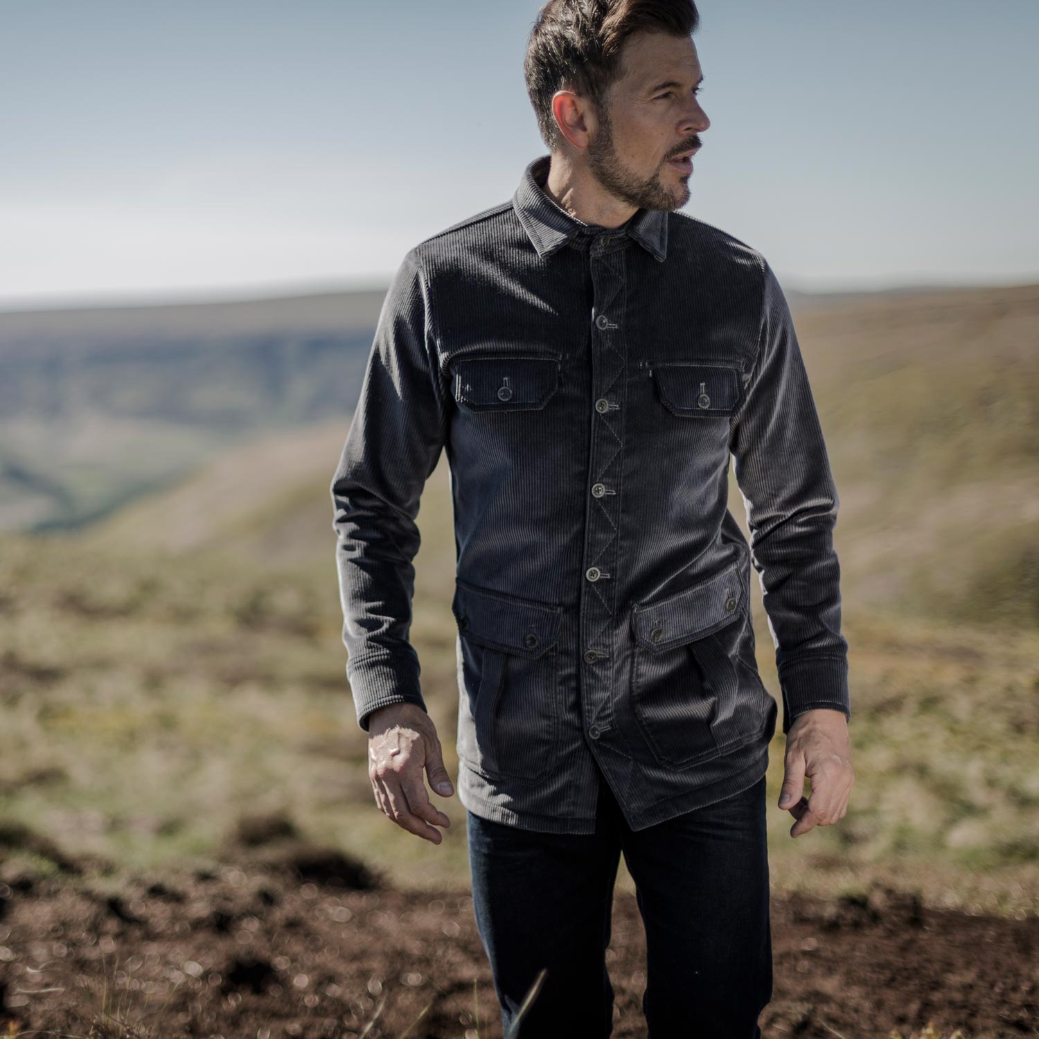 McNair men's PlasmaDry Moorland Shirt in Lead Grey
