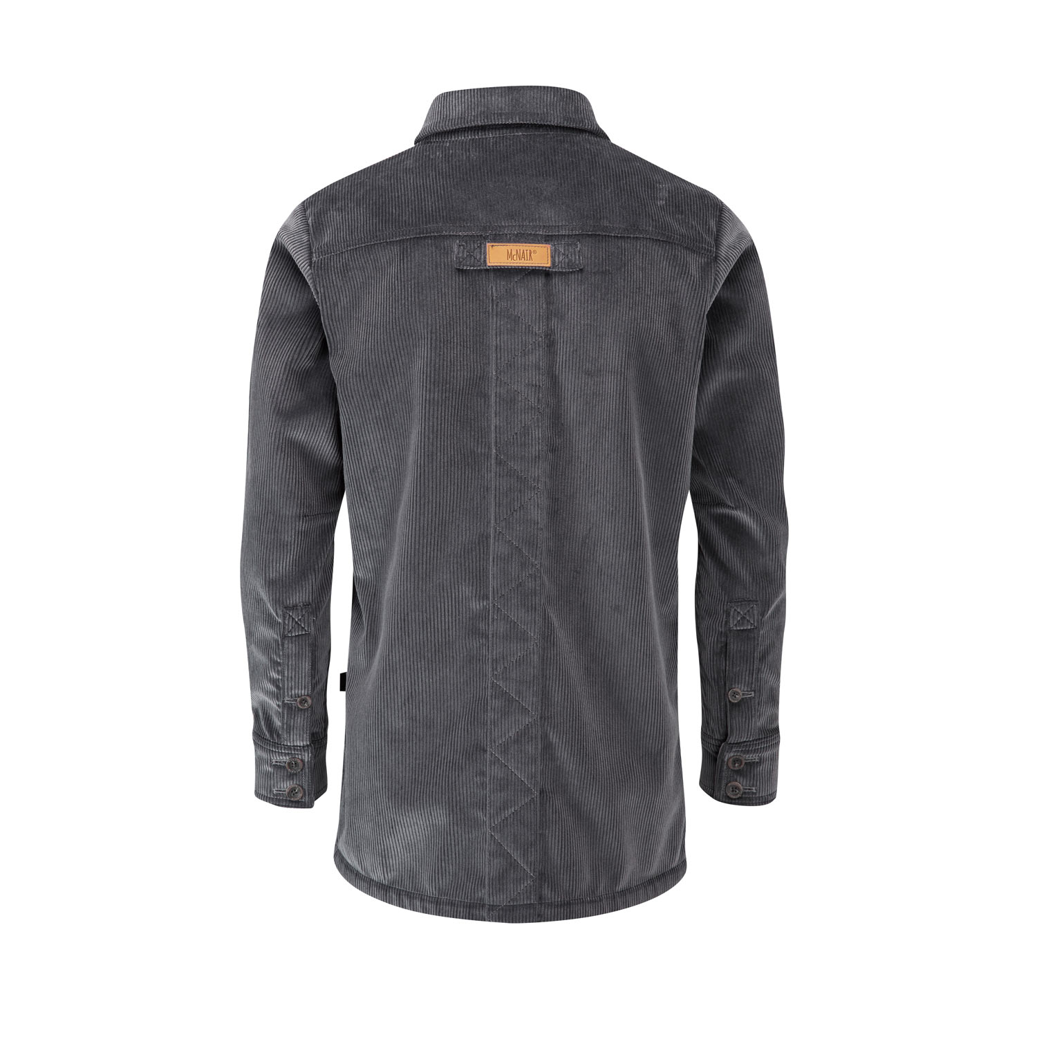 McNair men's PlasmaDry corduroy Moorland Shirt in Lead Grey (back)