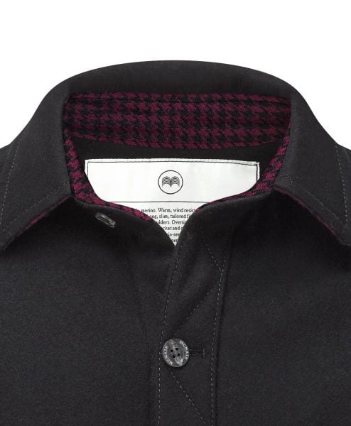 McNair merino shirt in Black with Colne Valley trim