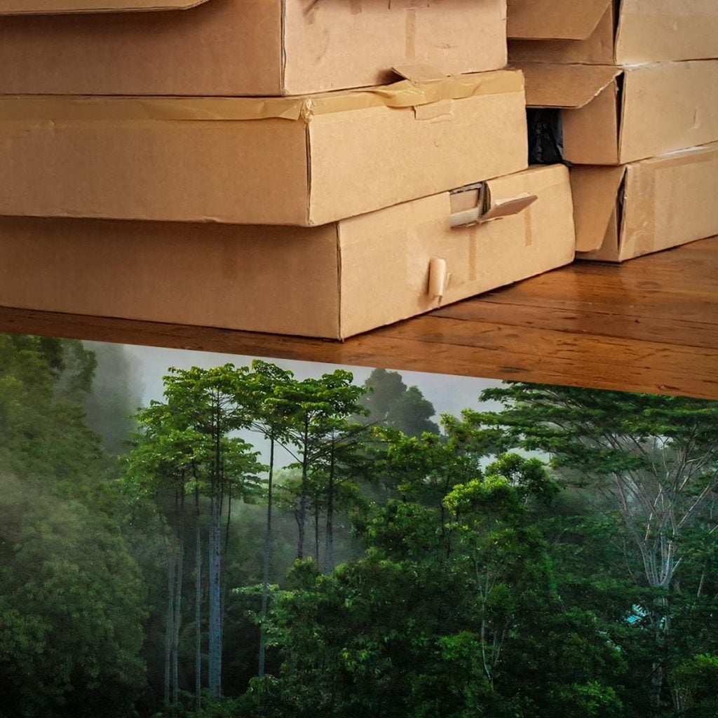 Turning cardboard boxes into rainforest trees