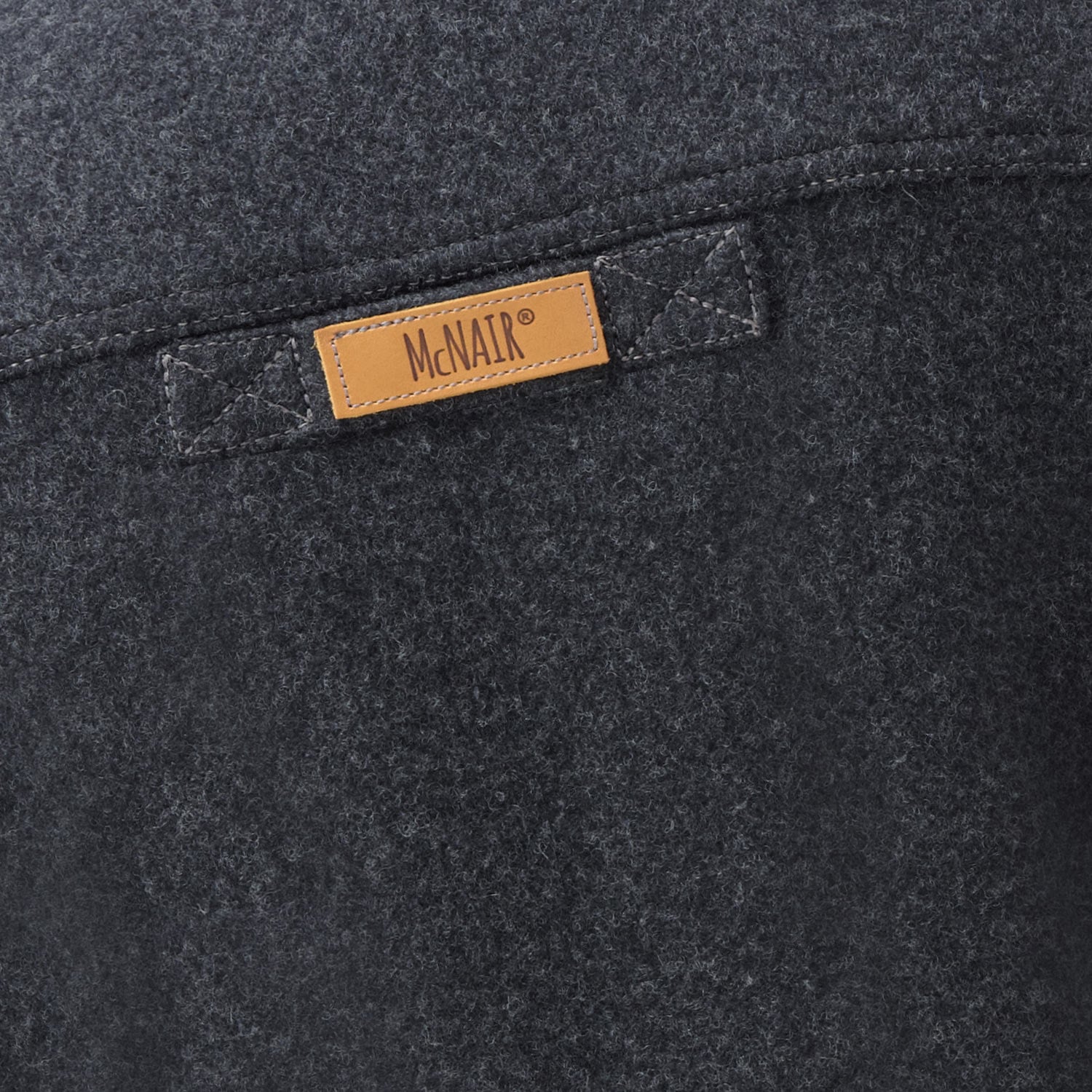 McNair Charcoal merino Gilet - back label